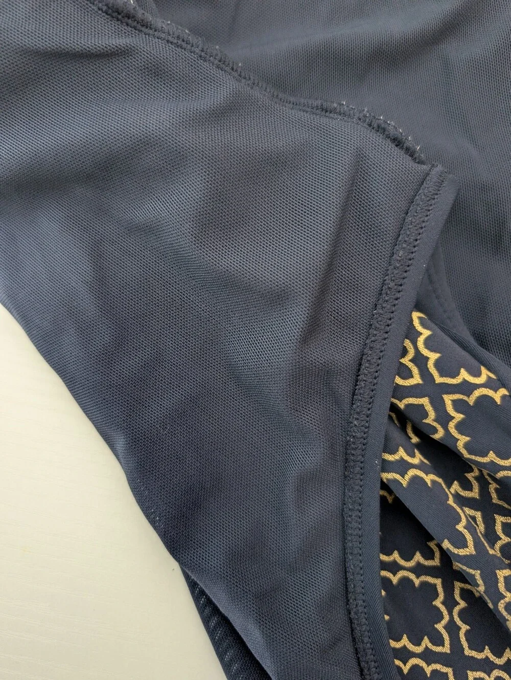Boden Santorini Halterneck Swimsuit Size 10R One Piece Navy Golden Geo Pattern